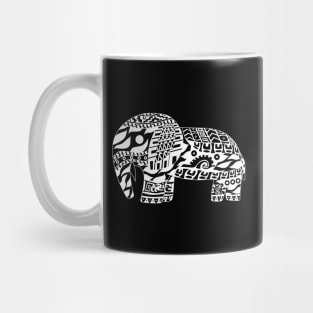 black elephant in safari ecopop zendoodle art in pattern Mug